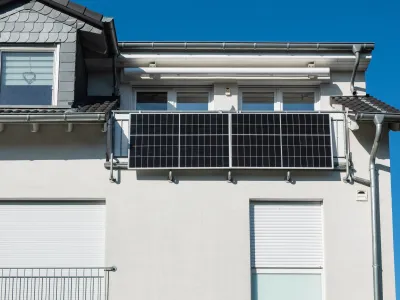 Steckersolaranlage an einem Balkon